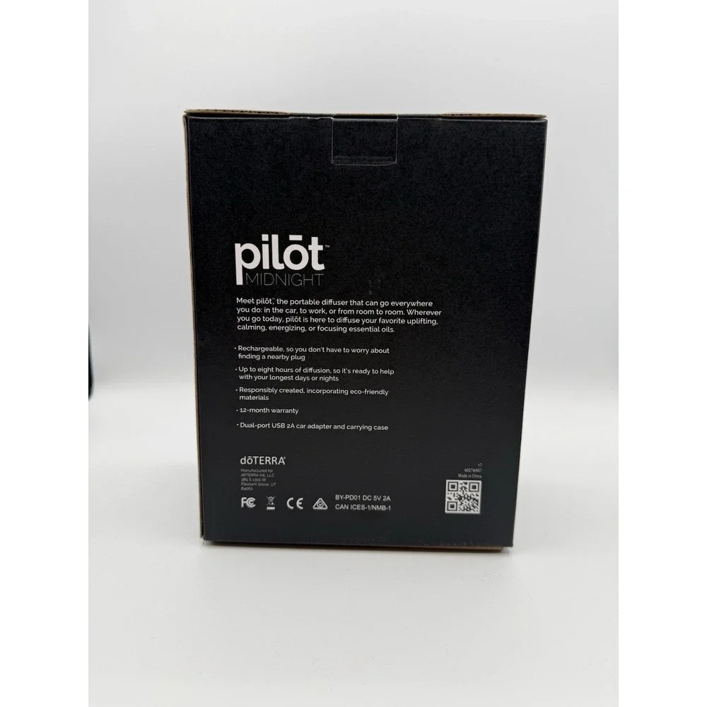 doTERRA Pilot Midnight Portable Diffuser Brand New W/ Car Adapter, Cord & Case!